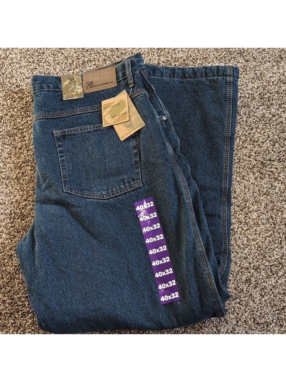 BC Clothing Company Fleece Lined Denim Jeans Men's  Size 40x32 NEW